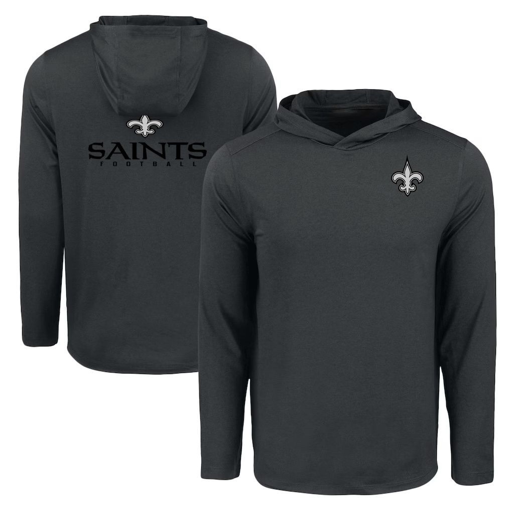 Men 2026 NFL New Orleans Saints Hooded long sleeved T-shirt black 05->nfl t-shirts->Sports Accessory